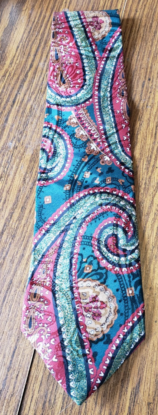 Hunting Horn Blue and Red Abstract Colorful Paisley Necktie Tie